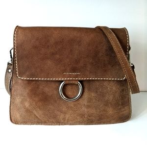 Brown Tribe Leather Roots Bag with Ring Detail